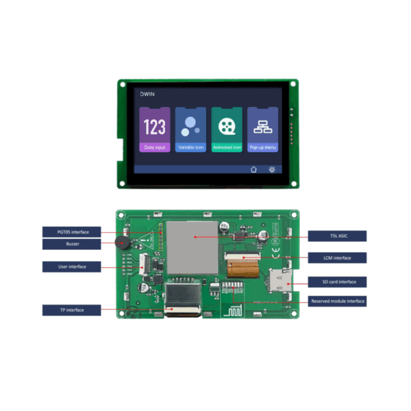 4.3 Inch DWIN HMI  Display Kapasitif Ekran Dokunmatik